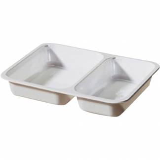 Plastbakke, 22,5x17,5x3,5cm, 515 ml, 370 ml, hvid, CPET, 2-rums *Denne vare tages ikke retur*