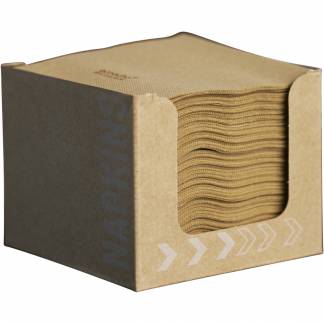 Servietdispenser, Dunisoft, 20x20cm, brun, papir, lille model, inkl. servietter *Denne vare tages ikke retur*