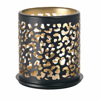 Lysestage, Duni Safari, 7,5x7,5cm, &Atilde;&tilde;7,5cm, sort, metal, Leopard *Denne vare tages ikke retur*