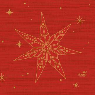 Kaffeserviet, Duni Star Stories, 3-lags, 1/4 fold, 24x24cm, r&Atilde;&cedil;d, nyfiber *Denne vare tages ikke retur*