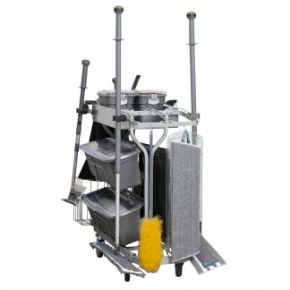 Reng&Atilde;&cedil;ringsvogn, Vikan Kompakt Plus, gr&Atilde;&yen;, 60 cm, til kontor, inkl. rekvisitter