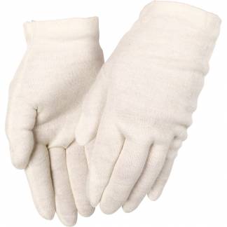 Interlockhandske, THOR, 8, hvid, bomuld/polyester, med krave i bomuld