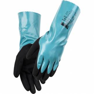 Nitrilhandske, THOR Chemical Grip, XL, sort, nitril, sort p&aring; gr&oslash;n, pudderfri