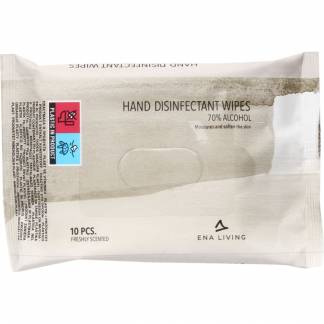 H&aring;nddesinfektionsserviet, Ena Living, 20x18cm, 70% alcohol, 10 stk med parfume