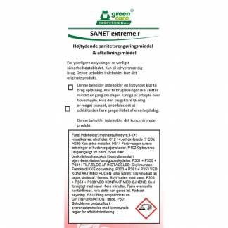 Etiket, Green Care Professional, til SANET Extreme F