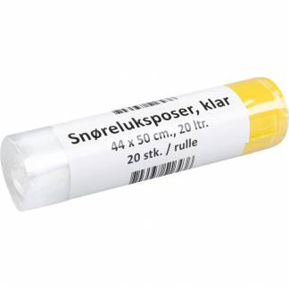 Affaldspose med snøreluk, 20 l, klar, LDPE/virgin, 44x50cm