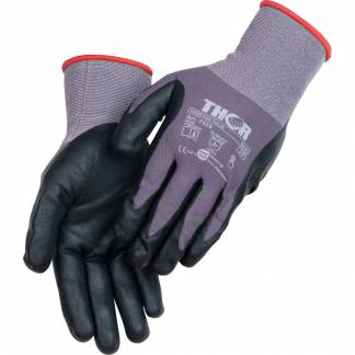 Fingerdyppet nitrilhandske, THOR Flex Tech, 7, sort, nitril/polyester