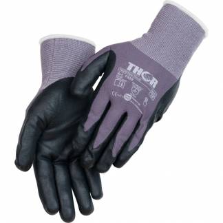 Fingerdyppet nitrilhandske, THOR Flex Tech, 9, sort, nitril/polyester