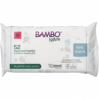 V&aring;dserviet, Bambo Nature, Z-fold, 18x17cm, 99% vand, 52 stk. , uden farve og parfume, engangs