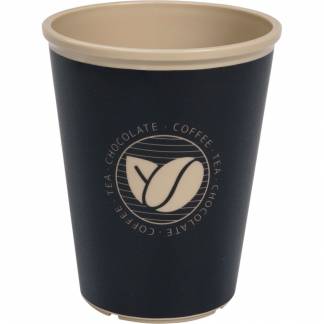 Kaffeb&aelig;ger, 9,5cm, &Oslash;7,8cm, 240 ml, sort, PP, til flergangsbrug, 8 oz