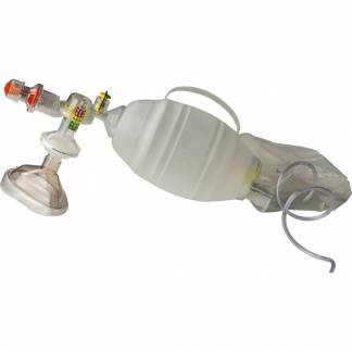 Genoplivningsballon, Laerdal, transparent, TPE,  2,1m slange, reservoirpose, p&aelig;diatrisk, str. 3, med transparent maske, engangs *Denne vare tages ikke retur*