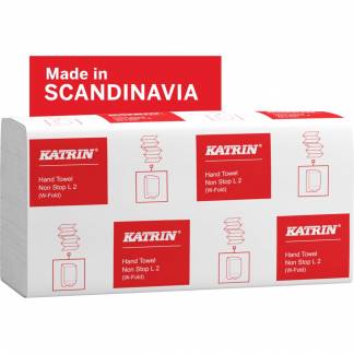 H&aring;ndkl&aelig;deark, Katrin, 2-lags, W-fold, 32x20,3cm, 8 cm, hvid, nyfiber