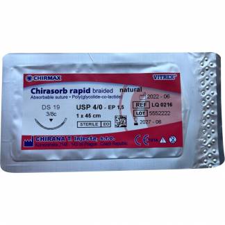 Sutur, Chirasorb Rapid, 45cm, natural, 4/0, DS-19 (FS-2), resorberbar, steril, engangs *Denne vare tages ikke retur*
