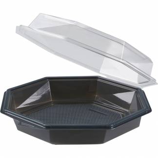 Plastbakke, 19x19x6cm, 632 ml, 632 ml, m&oslash;rkegr&aring;, APET, med h&aelig;ngslet l&aring;g, octaview
