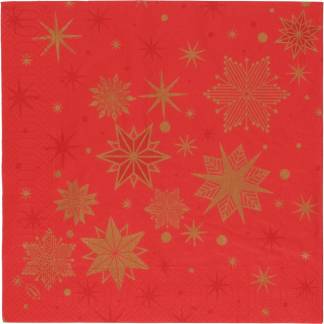 Middagsserviet, Duni, Stargazing Red, 3-lags, 1/4 fold, 40x40cm, flerfarvet, nyfiber