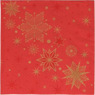 Frokostserviet, Duni, Stargazing Red, 3-lags, 1/4 fold, 33x33cm, flerfarvet, nyfiber