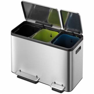 Pedalspand, EKO Casa, st&Atilde;&yen;l mat, 3-rums, 3x15 l