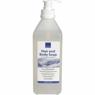 H&Atilde;&yen;r og bodyshampoo, ABENA, 600 ml, uden farve og parfume
