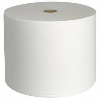 V&Atilde;&brvbar;rkstedsrulle, neutral, 1-lags, 1020m x 28cm, hvid, 100% genbrugspapir