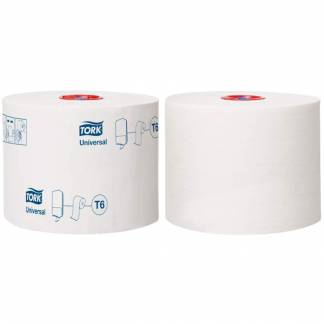 Toiletpapir, Tork T6 Universal, 1-lags, 135m x 9,9cm, &Atilde;&tilde;13,2cm, hvid, 100% nyfiber