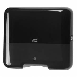 Dispenser, Tork H3, Mini, 13,5x33,2x29,1cm, sort, plast, til h&Atilde;&yen;ndkl&Atilde;&brvbar;deark maks dydbe 11,5 cm og maks bredde 25 cm *Denne vare tages ikke retur*