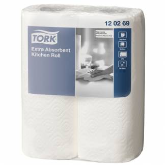 K&Atilde;&cedil;kkenrulle, Tork Ekstra Plus , 2-lags, 15,4m x 23cm, &Atilde;&tilde;10,7cm, hvid, 100% nyfiber