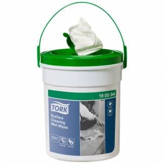 Reng&oslash;ring, Tork Wet Wipe, 27x27cm, til overflader, servietter, uden farve og parfume, 58stk