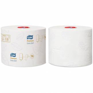 Toiletpapir, Tork T6 Premium, 3-lags, 70m x 9,9cm, &Atilde;&tilde;13,2cm, hvid, 100% nyfiber