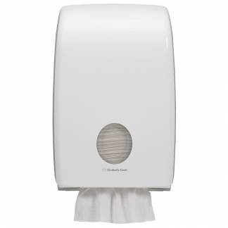 Dispenser, Kimberly-Clark Aquarius, 13,6x26,5x39,9cm, hvid, plast, til h&aring;ndkl&aelig;deark maks dybde 10,8 cm og maks bredde 22,5 cm *Denne vare tages ikke retur*