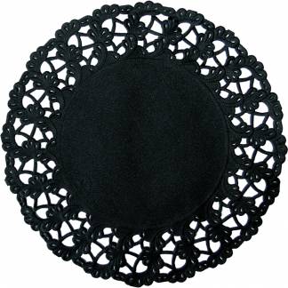 Fadpapir, Duni, &Atilde;&tilde;12cm, 40 g/m2, sort, papir, udhugget, rund *Denne vare tages ikke retur*