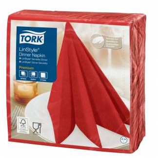 Middagsserviet, Tork Linstyle, 1/4 fold, 39x39cm, r&Atilde;&cedil;d, nonwoven *Denne vare tages ikke retur*
