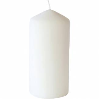 Bloklys, Duni, 15cm, &Atilde;&tilde;7cm, hvid, 50 timer, paraffin, mat *Denne vare tages ikke retur*