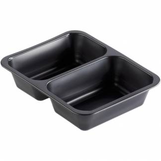Plastbakke, 22,7x17,8x5cm, sort, PP, 2-rums, 645/540 ml *Denne vare tages ikke retur*