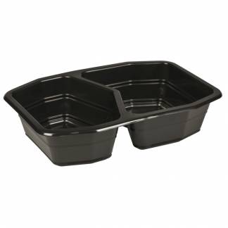 Plastbakke, Duni, 21,5x14,8x5cm, 940 ml, 540 ml, sort, PP, 2-rums *Denne vare tages ikke retur*