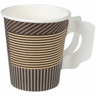 Kaffeb&Atilde;&brvbar;ger, ABENA Gastro, Lines, 7,8cm, &Atilde;&tilde;7,2cm, 18 cl, brun, PE/pap, 7 oz, med hank