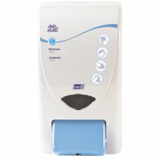 Dispenser, Deb Stoko Foam, 2000 ml, hvid, plast, manuel med lysebl&Atilde;&yen; knap,0,7 ml pr. dosering *Denne vare tages ikke retur*
