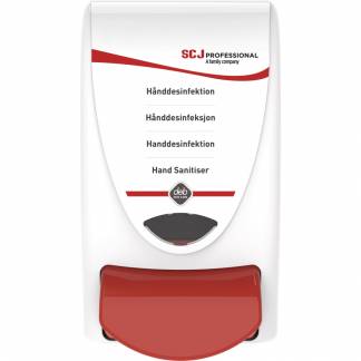 Dispenser, SCJ Professional, 1000 ml, hvid, h&Atilde;&yen;nddesinfektion, manuel, med r&Atilde;&cedil;d knap