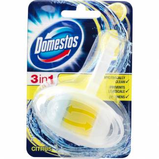 Toiletfrisker, Domestos, 3-i-1, citrus, med farve og parfume
