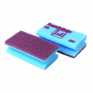Skuresvamp, 3M Scotch-Brite 55, 130x45x70mm, bl&Atilde;&yen;, nylon/plast/polyester, fin skureeffekt, ridsefri
