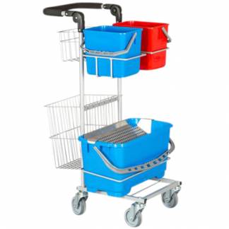 Reng&oslash;ringsvogn, Tina Trolleys ERGO Slimline, 600x560x1025mm, s&oslash;lv, pulverlakeret st&aring;l, til drypsystem, med tilbeh&oslash;r *Denne vare tages ikke retur*