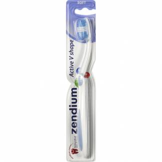 Tandb&Atilde;&cedil;rste, Zendium Active V-shape, Soft, med gummibelagt skaft og V-formet b&Atilde;&cedil;rster, mixet farver 