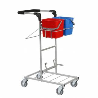 Reng&oslash;ringsvogn, Tina Trolleys ERGO Kompakt, 650x420x1020mm, s&oslash;lv, pulverlakeret st&aring;l, til fugtsystem, med tilbeh&oslash;r *Denne vare tages ikke retur*