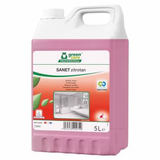 Sanitetsreng&Atilde;&cedil;ring, Green Care Professional SANET Zitrotan, 5 l, sur/kalkh&Atilde;&brvbar;mmende, med farve og parfume