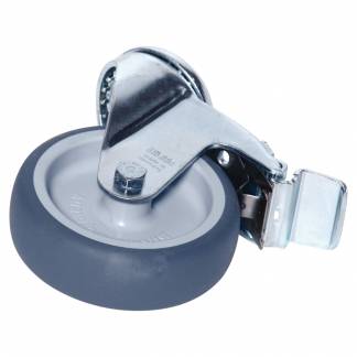 Hjul, Tina Trolleys, 32mm, &Atilde;&tilde;100mm, gr&Atilde;&yen;, PP/TPE gummi, med bremse, svingbart *Denne vare tages ikke retur*