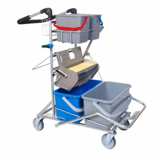 Fodpressevogn, Tina Trolleys, model 1, 1100x600x1120mm, gr&aring;, pulverlakeret st&aring;l, til drypsystem, med tilbeh&oslash;r *Denne vare tages ikke retur*