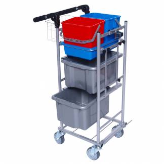 Reng&oslash;ringsvogn, Tina Trolleys ERGO Super Kompakt, 440x370x1025mm, s&oslash;lv, pulverlakeret st&aring;l, til fugtsystem, med tilbeh&oslash;r *Denne vare tages ikke retur*