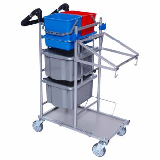 Reng&Atilde;&cedil;ringsvogn, Tina Trolleys ERGO Kompakt, model 6, 660x380x1025mm, s&Atilde;&cedil;lv, pulverlakeret st&Atilde;&yen;l *Denne vare tages ikke retur*