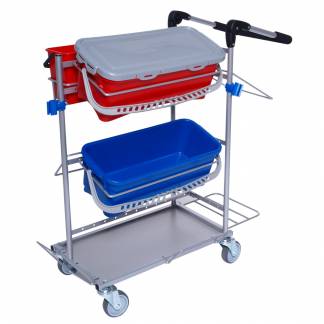 Reng&Atilde;&cedil;ringsvogn, Tina Trolleys, slimline, 1000x390x1025mm, s&Atilde;&cedil;lv, pulverlakeret st&Atilde;&yen;l, til fugtsystem, med tilbeh&Atilde;&cedil;r *Denne vare tages ikke retur*