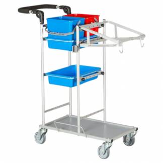 Reng&Atilde;&cedil;ringsvogn, Tina Trolleys ERGO Kompakt, model 12, s&Atilde;&cedil;lv, pulverlakeret st&Atilde;&yen;l, til fugtsystem, med tilbeh&Atilde;&cedil;r *Denne vare tages ikke retur*