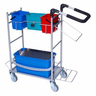 Reng&oslash;ringsvogn, Tina Trolleys ERGO Kompakt, model 9, 1000x370x1030mm, s&oslash;lv, pulverlakeret st&aring;l, til drypsystem, med tilbeh&oslash;r *Denne vare tages ikke retur*